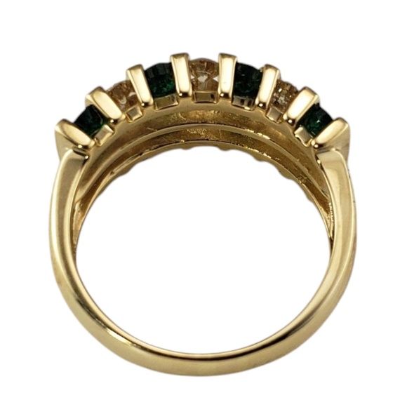 14K Yellow Gold Emerald and Diamond Band Ring Size 7.25  #21206 - Picture 5 of 9